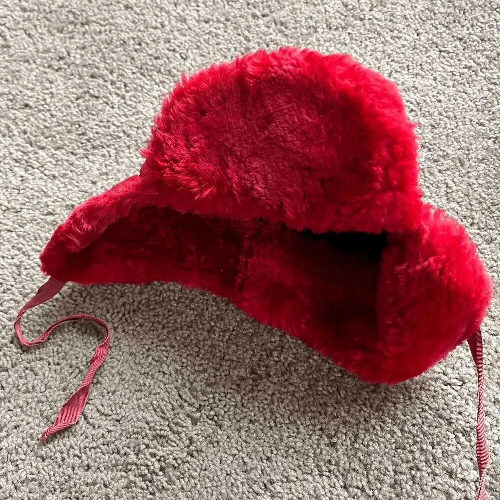 VTG 1960s Red Faux Fur Trapper Hat Alcan Aviator Quilted Lined USA - Picture 2 of 13